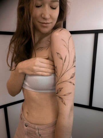Татуировка тонкая линия · работа 09 · Александра, Kraska Tattoo, Ришон-ле-Цион