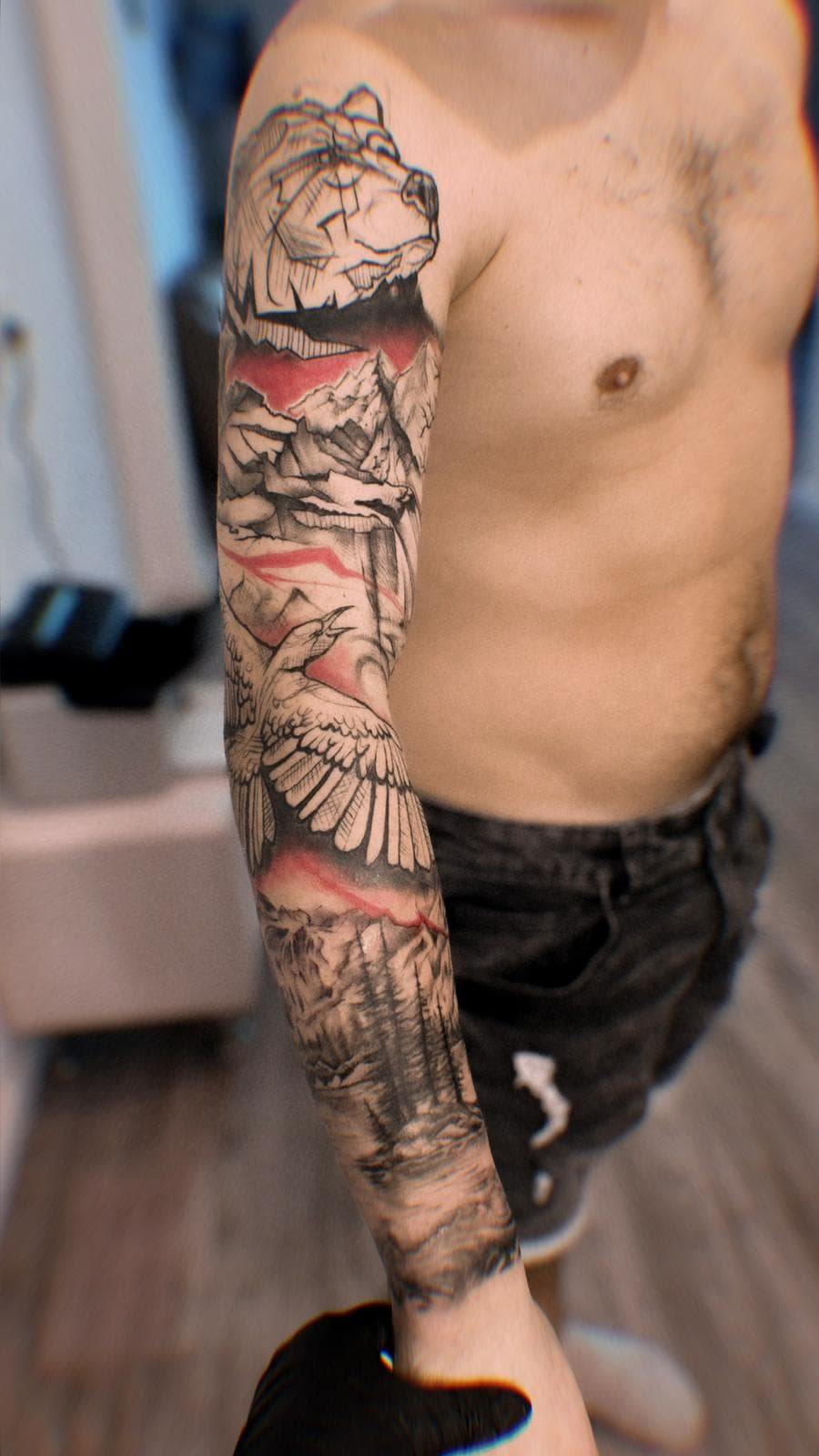 Татуировка тонкая линия · работа 47 · Александра, Kraska Tattoo, Ришон-ле-Цион